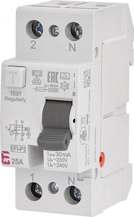 Siguranta automata diferentiala RCCB 25A, 30 mA, Tip A, ETI