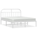 Cumpara ieftin Cadru de pat metalic cu tablie, alb, 183x213 cm