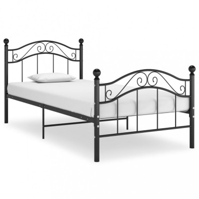 vidaXL Cadru de pat, negru, 90 x 200 cm, metal foto