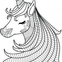 Sticker decorativ, Mandala, Unicorn, Negru, 85 cm, 7365ST