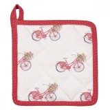 Cumpara ieftin Servet termic Clayre &amp; Eef, Bicicleta, Bumbac, 16 x 16 cm, Alb/Rosu