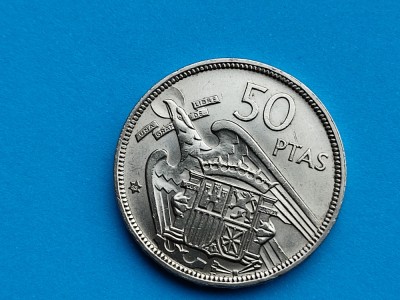 50 Pesetas 1958 Spania-Calitate-luciu de batere foto