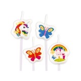 Set de 4 lumanari pentru tort cu unicorn