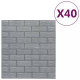 Tapet perete autocolant 3D, 40 buc., antracit, model caramizi