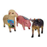 Set 3 figurine din cauciuc animale domestice, Taur Oaie Purcel, 20 - 22 cm