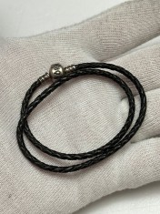 BRATARA ARGINT 925 - PANDORA - ALE + Snur din piele - ORIGINALA !