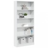 Gossi biblioteca, alb extralucios, 80x24x176 cm, lemn prelucrat