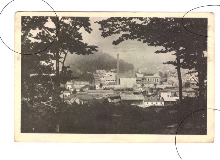 CP Busteni - Vedere, RPR, circulata 1957, mici murdarii la colturi