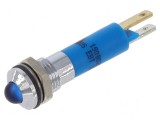 Lampă LED convexă albastră 12VDC 12VAC &Oslash;8mm IP67
