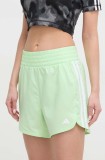 Cumpara ieftin Adidas Performance pantaloni scurți de antrenament Pacer culoarea verde, cu imprimeu, high waist IT7763