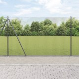 VidaXL Gard din S&acirc;rmă Sudată cu 7 St&acirc;lpi Flanșați Gri 1.4x10 m Oțel