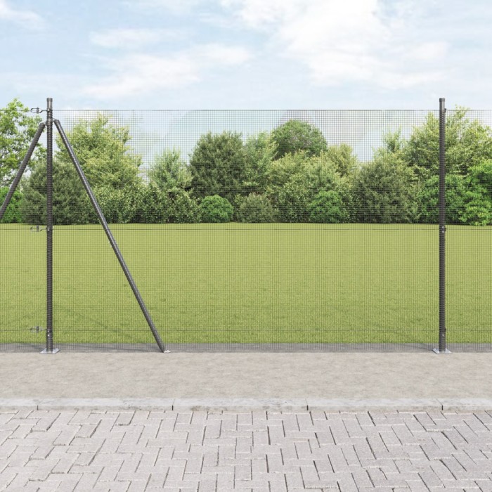 vidaXL Gard din s&acirc;rmă sudată cu 13 st&acirc;lpi flanșați gri 1.4x50 m oțel