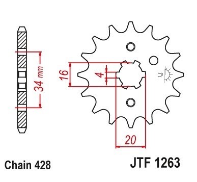 Pinion fata 14 dinti pas lant 428 - Malaguti X3M 125 - Rieju RS - SMX - Tango 125 - Yamaha DT - RD - RS - TT-R - XT - YZ 50-225cc