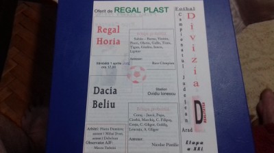 program Regal Horia - Dacia Beliu foto