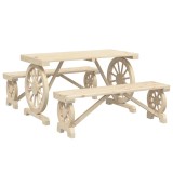 Cumpara ieftin Set mobilier de gradina, 3 piese, lemn masiv de brad