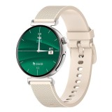 Smartwatch iSEN JA02 Silver/ Crem, AMOLED 1.23&quot;HD, Glicemie, Apel Bt, Apel SOS, Asist. vocala, Nivel radiatii, EKG, Acid uric, Lipide sange, Termometr