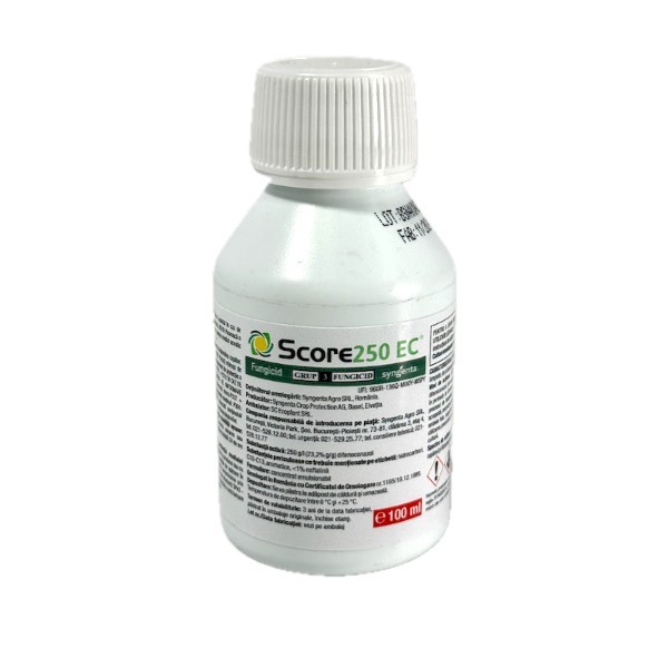 Score 250EC 100 ml, fungicid sistemic, Syngenta, Rapan, Monilioza, Fainare, Alternarioza, Basicarea frunzelor; (cais, capsun, cires, mar, piersic, rap