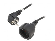 Prelungitor Electric 2m 10A PVC Negru 3x1,5mm2 1 Priza foto