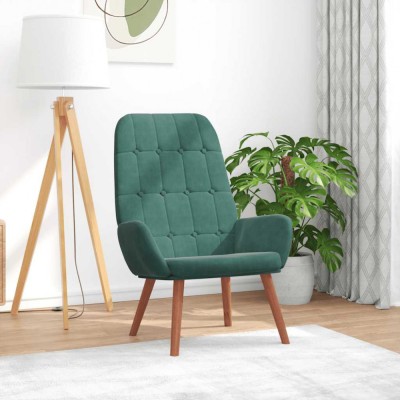 vidaXL Scaun de relaxare, verde &amp;icirc;nchis, catifea foto