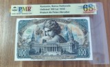 REPRODUCERE pe hartie cu filigran si fire UV proiect bancnota 100 Lei 1938 nr.165