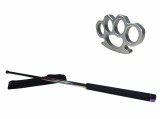 Cumpara ieftin Set Autoaparare: Baston Telescopic 66cm Otel + Box Argintiu 0.5cm Ideallstore, Multicolor