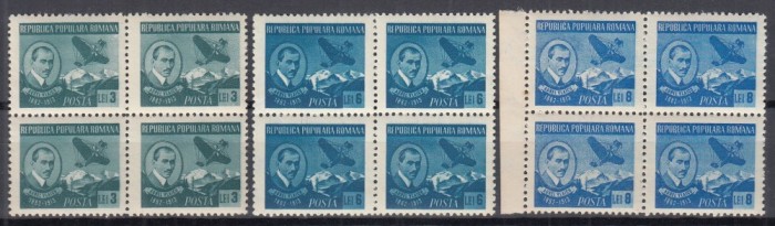 ROMANIA 1950 LP 269 AUREL VLAICU SERIA IN BLOC DE 4 TIMBRE STARE MNH