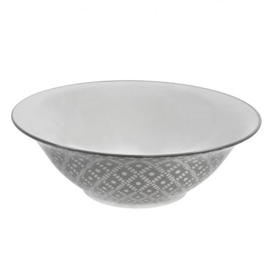 Bol Porțelan, Model Gri, Alb, Diametru 25.5cm, &amp;Icirc;nălțime 8.5cm, Capacitate 1.65L foto