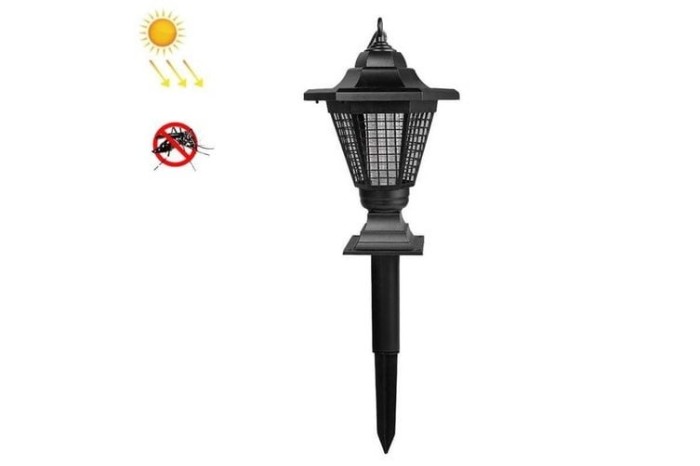 Lampa solara hexagonala, impermeabila, cu 3 LED-uri, cu grile anti- tantari, din ABS, pentru grădini, peluze, curți interioare, negru