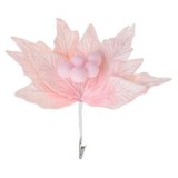 Floare decorativa de Craciun, 26 cm, roz cu glitter si clips, CMCLASS