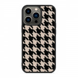 Husa iPhone 14 Pro Max - Skino Houndstooth, textil negru bej