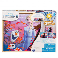 Set 3 puzzle-uri Frozen 2 din lemn foto