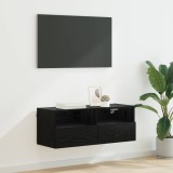 vidaXL Dulap TV de perete Stejar Negru 80 x 30 x 30 cm Lemn compozit 882932