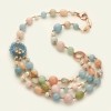 Colier Acvamarin Multicolor Argint 925 Placat Aur Roz, 47cm, Creation Special Plus - Bijuterie Handmade Italia, Cutie Cadou