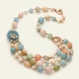 Cumpara ieftin Colier Acvamarin Multicolor Argint 925 Placat Aur Roz, Creation 47cm, Bijuterie Handmade Italia