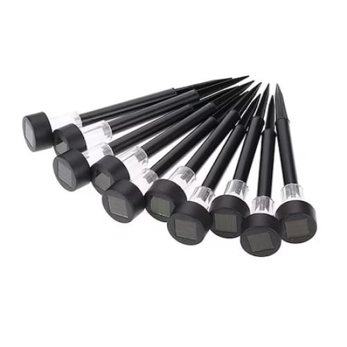 Set 10 lampi solare, pentru gradina, tip tarus, inaltime 30cm, negru