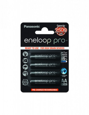 Acumulatori Panasonic Eneloop Pro AA R6 2500mAh 1,2V Ni-MH BK-3HCDE/4BE set 4 buc. foto