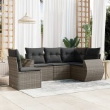 vidaXL Set canapea de grădină cu perne, 5 piese, gri, poliratan 3221369