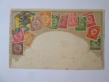 Rară! Carte poștală filatelică cu timbre chinezești imperiale,necirculată 1905
