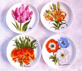 SET FARFURII PORTELAN KAISER BAVARIA CU DECOR FLORAL TIP BOTANICA - SUPORTI PAHARE 10 CM