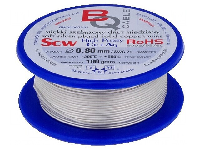 S&acirc;rmă de Cupru Argintată 0,8mm 100g