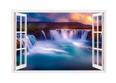 Sticker decorativ, Fereastra 3D, Cascada, 85 cm, 562STK