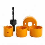 Set 4 carote bimetal pentru lemn, rigips si plastic &ndash; 32, 38, 44, 54 mm cu adaptor si burghiu de centrare