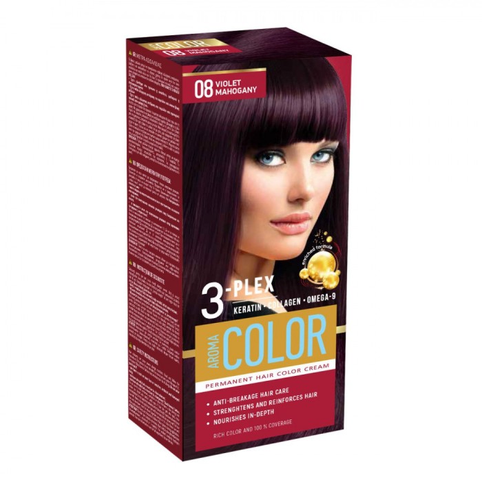 Vopsea de Păr Permanentă, Aroma Color, 3-Plex, Violet Mahogany, Capacitate 45ml
