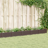 VidaXL Jardinieră de grădină cu țăruși, maro, 362,5x42,5x28,5 cm, PP