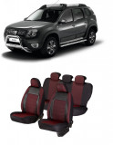 Cumpara ieftin Set huse scaune compatibile Dacia Duster 2010-2017 Piele + Textil (Compatibile cu sistem AIRBAG)