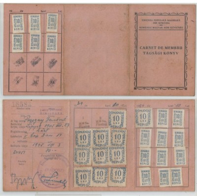 Romania, Carnet membru Uniunea Populara Maghiara din Romania (II), Timisoara, 1949 foto
