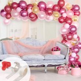 Set 97 Baloane Arcada Aniversare Petrecere Roz Rosu. Kit Decoratiuni Baloane Latex, Confetti, Accesorii Montaj Arcada Inclus.