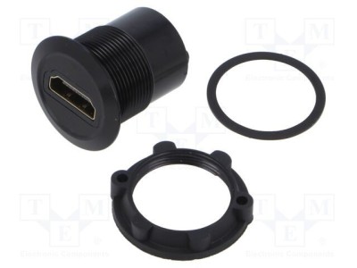 Adaptor ONPOW M22 pentru montare pe panou, piuliță din spate, corp negru foto