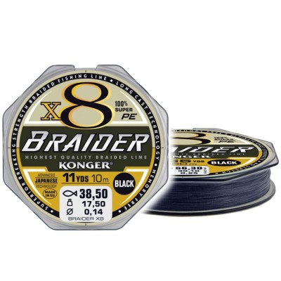 Fir Textil Konger Rigging Line Braider X8 Black, 10m, 0.14mm, 17.5kg foto