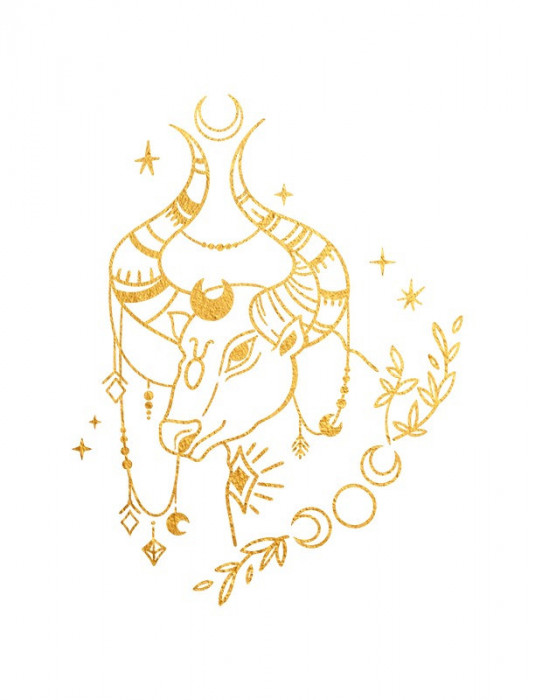 Sticker decorativ Zodiac, Auriu, 72 cm, 5479ST